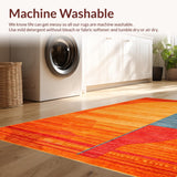 Ultra Soft Area Rug, Non Slip, Stain Resistant, Washable Area Rugs for Living Room, Bedroom, Whimsical Eclectic Patterned Mat(Orange)