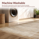 Ultra Soft Area Rug, Non Slip, Stain Resistant, Washable Area Rugs for Living Room, Bedroom, Sophisticated Minimalist Linear Style(Beige)
