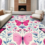 Ultra Soft Area Rug, Non Slip, Stain Resistant, Washable Area Rugs for Living Room, Bedroom, Soft Pastel Botanical Elegance(Pink)