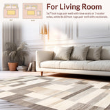 Ultra Soft Area Rug, Non Slip, Stain Resistant, Washable Area Rugs for Living Room, Bedroom, Elegant Neutral Toned Abstract Design(Beige)