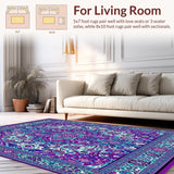 Ultra Soft Area Rug, Non Slip, Stain Resistant, Washable Area Rugs for Living Room, Bedroom, Vibrant Paisley Design Area Rug(Purple)