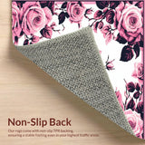 Ultra Soft Area Rug, Non Slip, Stain Resistant, Washable Area Rugs for Living Room, Bedroom, Artistic Garden Inspired Bath Mat(Pink)