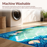Ultra Soft Area Rug, Non Slip, Stain Resistant, Washable Area Rugs for Living Room, Bedroom, Coastal Vibrant Starfish Motif(Blue)