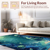 Ultra Soft Area Rug, Non Slip, Stain Resistant, Washable Area Rugs for Living Room, Bedroom, Marine Life Accent Rug - Sea Creature Art Decorative Carpet(Blue)