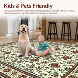 Ultra Soft Area Rug, Non Slip, Stain Resistant, Washable Area Rugs for Living Room, Bedroom, Elegant Rustic Floral Aesthetic(Beige)