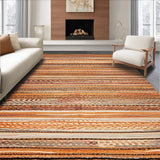 Ultra Soft Area Rug, Non Slip, Stain Resistant, Washable Area Rugs for Living Room, Bedroom, Contemporary Colorful Braided Motif(Orange)
