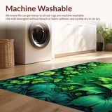 Ultra Soft Area Rug, Non Slip, Stain Resistant, Washable Area Rugs for Living Room, Bedroom, Soft Washable Floral Bath Mat for Minimalist Lifestyles(Green)