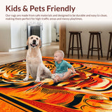 Ultra Soft Area Rug, Non Slip, Stain Resistant, Washable Area Rugs for Living Room, Bedroom, Exotic Orange Tibetan Tiger Meditation Rug(Orange)