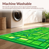 Ultra Soft Area Rug, Non Slip, Stain Resistant, Washable Area Rugs for Living Room, Bedroom, City-Themed Green Toddler Playroom Educational Carpet(Green)