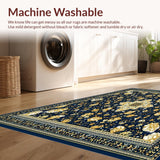 Ultra Soft Area Rug, Non Slip, Stain Resistant, Washable Area Rugs for Living Room, Bedroom, Cream and Beige Large(Blue)