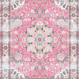 Ultra Soft Area Rug, Non Slip, Stain Resistant, Washable Area Rugs for Living Room, Bedroom, Rustic Pastel Botanical Motif(Pink)