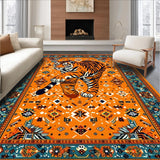 Ultra Soft Area Rug, Non Slip, Stain Resistant, Washable Area Rugs for Living Room, Bedroom, Eclectic Bright Animal Motif Design(Orange)