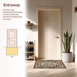 Ultra Soft Area Rug, Non Slip, Stain Resistant, Washable Area Rugs for Living Room, Bedroom, Striking Tribal Geometric Visual Appeal(Brown)