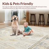 Ultra Soft Area Rug, Non Slip, Stain Resistant, Washable Area Rugs for Living Room, Bedroom, Boho Inspired Round Earthy Ivory & Light Beige Woven Accent Area(Ivory)