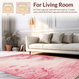 Ultra Soft Area Rug, Non Slip, Stain Resistant, Washable Area Rugs for Living Room, Bedroom, Chic Scallop Frame Rug with Large Bow and Curved Silhouette(Pink)