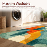 Ultra Soft Area Rug, Non Slip, Stain Resistant, Washable Area Rugs for Living Room, Bedroom, Modern Surfboard Silhouette Rug Cool Mint Slate Tangerine Color Blends(Orange)