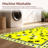 Ultra Soft Area Rug, Non Slip, Stain Resistant, Washable Area Rugs for Living Room, Bedroom, Elegant Yellow and Black Floral(Yellow)