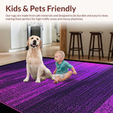 Ultra Soft Area Rug, Non Slip, Stain Resistant, Washable Area Rugs for Living Room, Bedroom, Contemporary Cool Geometric Aesthetic(Purple)