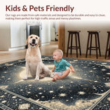 Ultra Soft Area Rug, Non Slip, Stain Resistant, Washable Area Rugs for Living Room, Bedroom, Artful Esoteric Starry Composition(Gray)