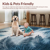 Ultra Soft Area Rug, Non Slip, Stain Resistant, Washable Area Rugs for Living Room, Bedroom, Elegant Grey Blue Geometric Fusion(Blue)
