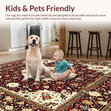 Ultra Soft Area Rug, Non Slip, Stain Resistant, Washable Area Rugs for Living Room, Bedroom, Inspired Floral(Red)