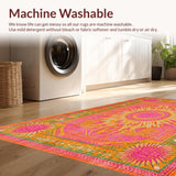 Ultra Soft Area Rug, Non Slip, Stain Resistant, Washable Area Rugs for Living Room, Bedroom, Charming Colorful Abstract Motif(Orange)