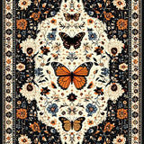 Ultra Soft Area Rug, Non Slip, Stain Resistant, Washable Area Rugs for Living Room, Bedroom, Artistic Insect Motif in Earthy Tones(Black)