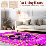 Ultra Soft Area Rug, Non Slip, Stain Resistant, Washable Area Rugs for Living Room, Bedroom, Chic Abstract Kiss Design(Pink)