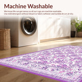 Ultra Soft Area Rug, Non Slip, Stain Resistant, Washable Area Rugs for Living Room, Bedroom, Contemporary Fluffy Botanical Theme(Purple)