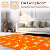 Ultra Soft Area Rug, Non Slip, Stain Resistant, Washable Area Rugs for Living Room, Bedroom, Bright Orange and White Theme(Orange)