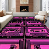 Ultra Soft Area Rug, Non Slip, Stain Resistant, Washable Area Rugs for Living Room, Bedroom, Nostalgic Bright Tape Pattern(Pink)