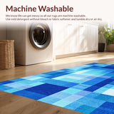 Ultra Soft Area Rug, Non Slip, Stain Resistant, Washable Area Rugs for Living Room, Bedroom, Lively Multicolored Design Motif(Blue)