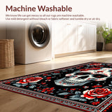 Ultra Soft Area Rug, Non Slip, Stain Resistant, Washable Area Rugs for Living Room, Bedroom, Gothic Rose Floral Elegance(Black)