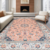 Ultra Soft Area Rug, Non Slip, Stain Resistant, Washable Area Rugs for Living Room, Bedroom, Transitional Striped Peach Aesthetic(Pink)