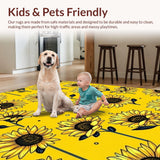 Ultra Soft Area Rug, Non Slip, Stain Resistant, Washable Area Rugs for Living Room, Bedroom, Rustic Floral Medley Circular Theme(Yellow)