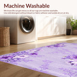 Ultra Soft Area Rug, Non Slip, Stain Resistant, Washable Area Rugs for Living Room, Bedroom, Purple Whimsical Curved Lines(Purple)