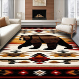 Ultra Soft Area Rug, Non Slip, Stain Resistant, Washable Area Rugs for Living Room, Bedroom, Vibrant Ethnic Geometric Print(Brown)