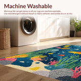 Ultra Soft Area Rug, Non Slip, Stain Resistant, Washable Area Rugs for Living Room, Bedroom, Under the Sea Kids' Carpet: Number & Shape Learning Rug(Blue)