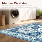 Ultra Soft Area Rug, Non Slip, Stain Resistant, Washable Area Rugs for Living Room, Bedroom, Stylish Contemporary Circular Design(White)