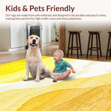 Ultra Soft Area Rug, Non Slip, Stain Resistant, Washable Area Rugs for Living Room, Bedroom, Contemporary Yellow Sunburst(Yellow)