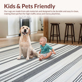 Ultra Soft Area Rug, Non Slip, Stain Resistant, Washable Area Rugs for Living Room, Bedroom, Chic Modern Lattice Design(Black)