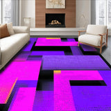 Ultra Soft Area Rug, Non Slip, Stain Resistant, Washable Area Rugs for Living Room, Bedroom, Modern Playful Geometric Motif(Purple)