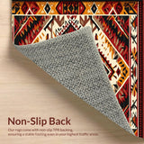Ultra Soft Area Rug, Non Slip, Stain Resistant, Washable Area Rugs for Living Room, Bedroom, Rustic Earth Tone Ethnic Design(Red)