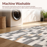 Ultra Soft Area Rug, Non Slip, Stain Resistant, Washable Area Rugs for Living Room, Bedroom, Modern Entryway Geometric Gray & Beige Design(Gray)