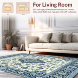 Ultra Soft Area Rug, Non Slip, Stain Resistant, Washable Area Rugs for Living Room, Bedroom, Urbane Oasis Collection Medallion Bloom Design(Ivory)