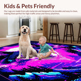 Ultra Soft Area Rug, Non Slip, Stain Resistant, Washable Area Rugs for Living Room, Bedroom, Vibrant Mystic Animal Pattern(Purple)