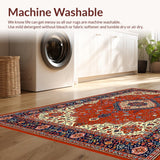 Ultra Soft Area Rug, Non Slip, Stain Resistant, Washable Area Rugs for Living Room, Bedroom, Timeless Circular Ogee Design(Red)