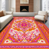 Ultra Soft Area Rug, Non Slip, Stain Resistant, Washable Area Rugs for Living Room, Bedroom, Sophisticated Curved Linear Patterns(Orange)