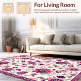 Ultra Soft Area Rug, Non Slip, Stain Resistant, Washable Area Rugs for Living Room, Bedroom, Whimsical Creamy Blossom Arrangement(Ivory)