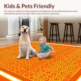 Ultra Soft Area Rug, Non Slip, Stain Resistant, Washable Area Rugs for Living Room, Bedroom, Engaging Round Alphabetical Delight(Orange)